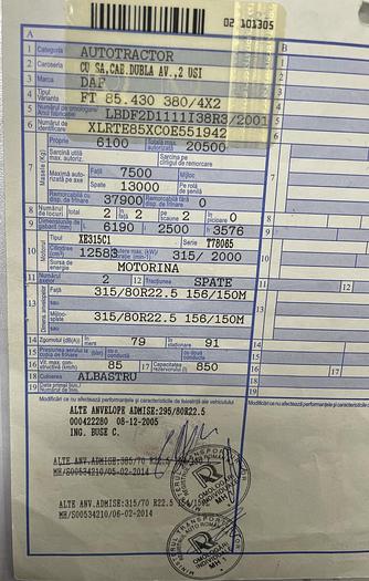 Used 2001 DAF CF 85.430 , manual gear , eur 4