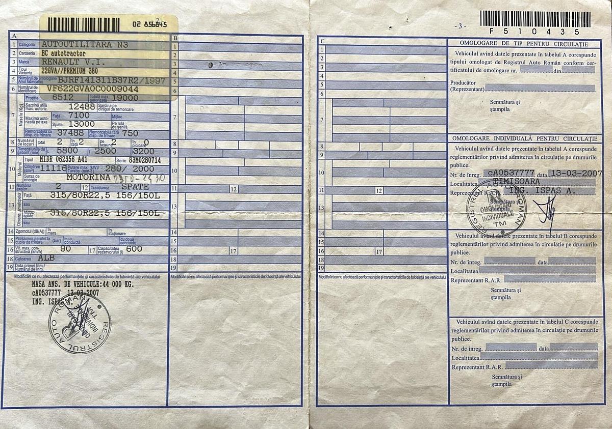 Used 1997 Renault Premium 380 , eur 2, manual pomp