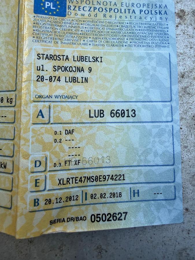 Used 2012 DAF XF 105.460 , manual gear , eur5