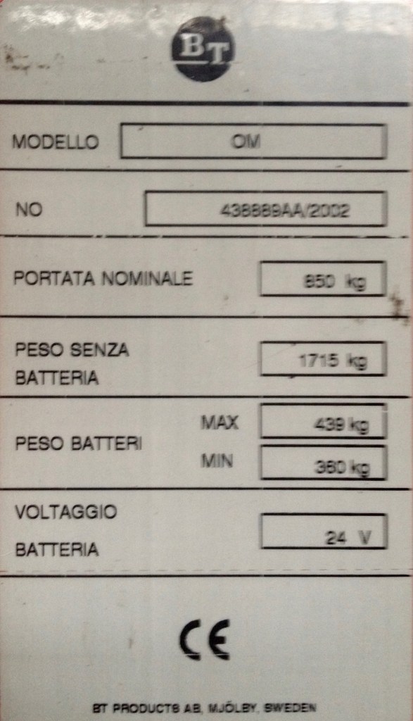 Usato 2002 SOLLEVATORE COMMISSIONATORE BT OPAL OM