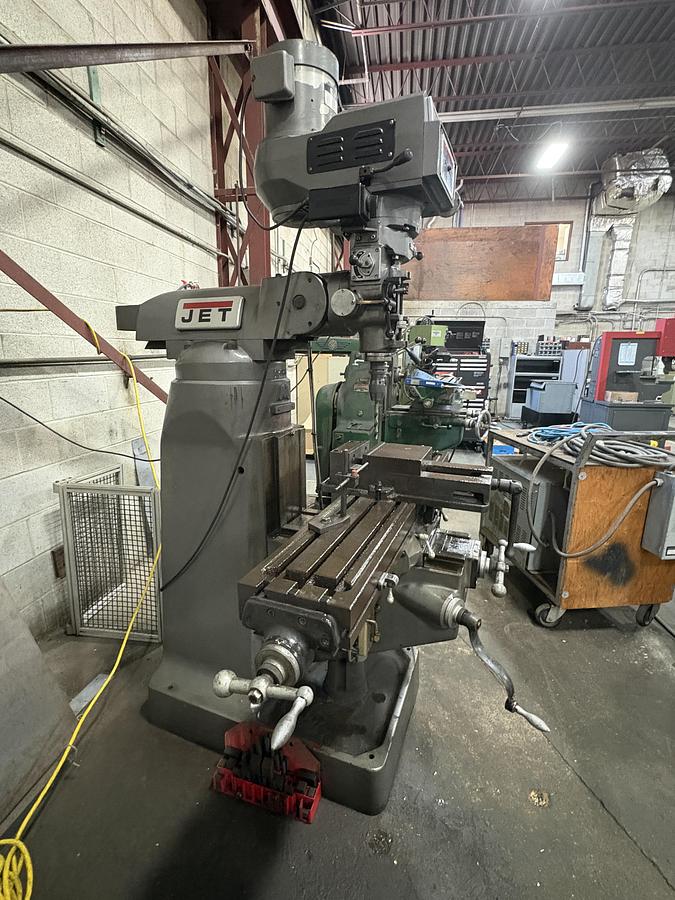 Used 9" x 49", JET JTM-4VS, VERTICAL MILLING MACHINE