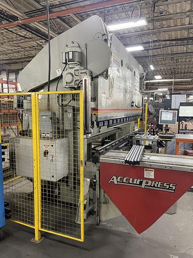 Used 400 TON X 12', ACCURPRESS, 2010, CNC HYDRAULIC PRESS BRAKE -WITH SHEET FOLLOWER