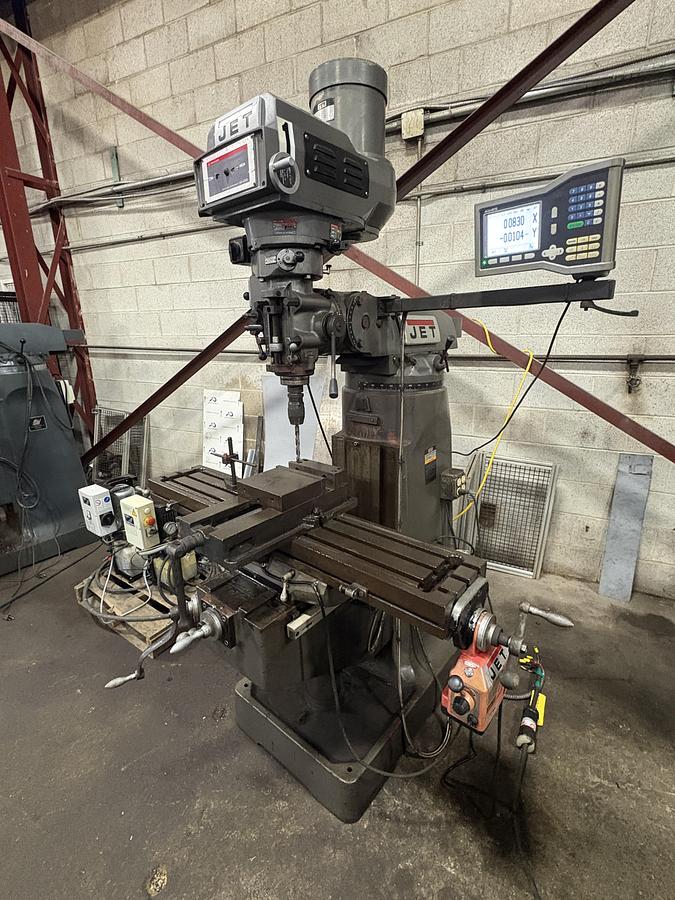 Used 9" x 49", JET JTM-4VS, VERTICAL MILLING MACHINE