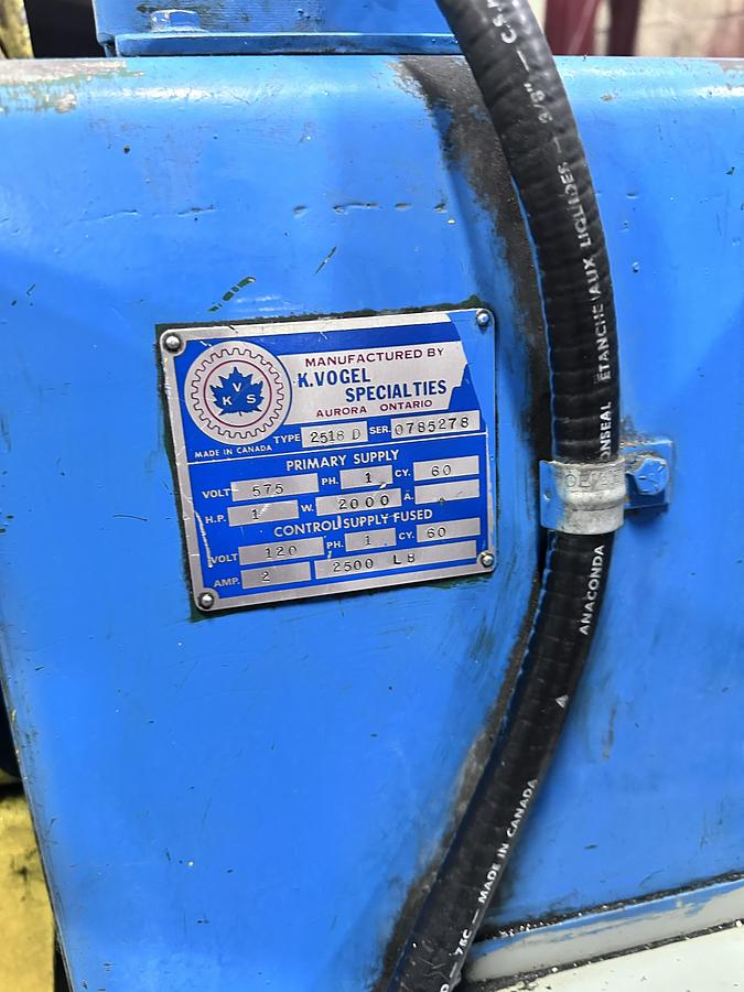 Used 2500 LBS., K VOGEL, MOTORIZED UNCOILER, VARI-SPEED