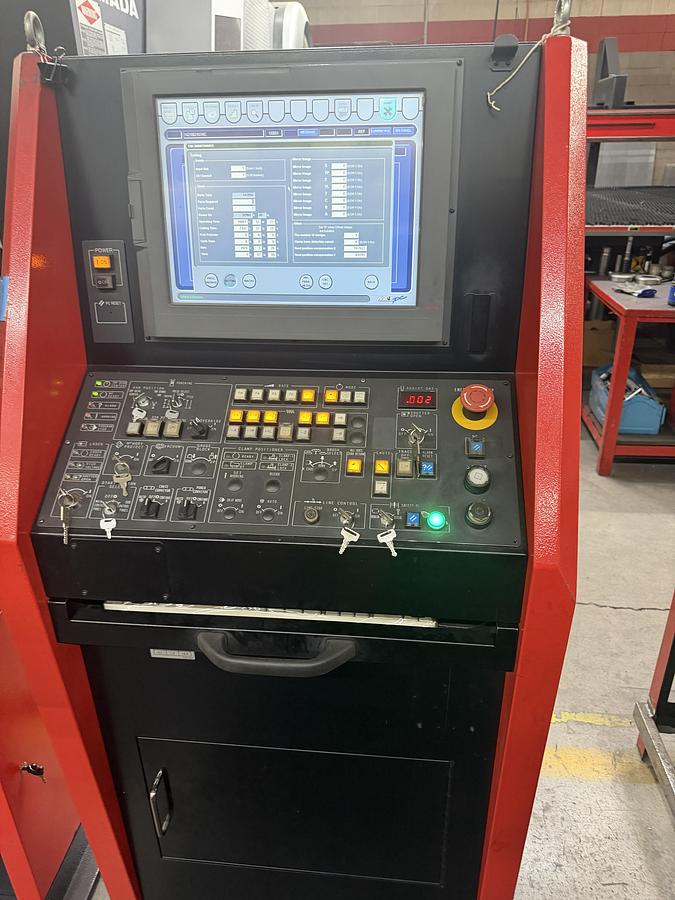 Used AMADA EMLK 3610NT LASER PUNCH MACHINE W/ LOADER & TOWER -2012