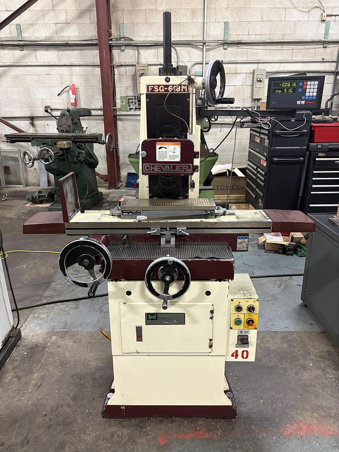 Used 6" X 18", CHEVALIER ,FSG-618M, MANUAL SURFACE GRINDER, W/ DRO FOR Z-AXIS