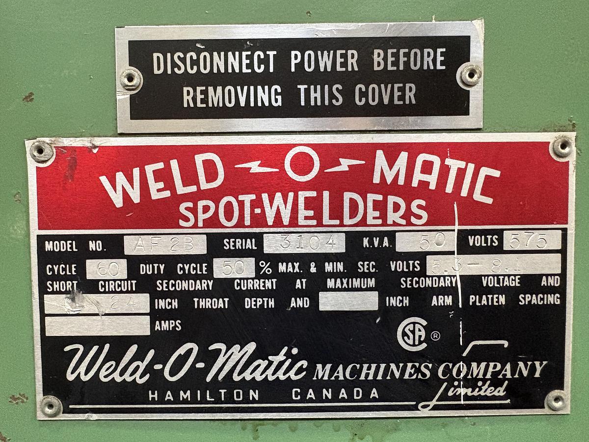 Used 50 KVA, WELD-O-MATIC, SPOT-WELDER