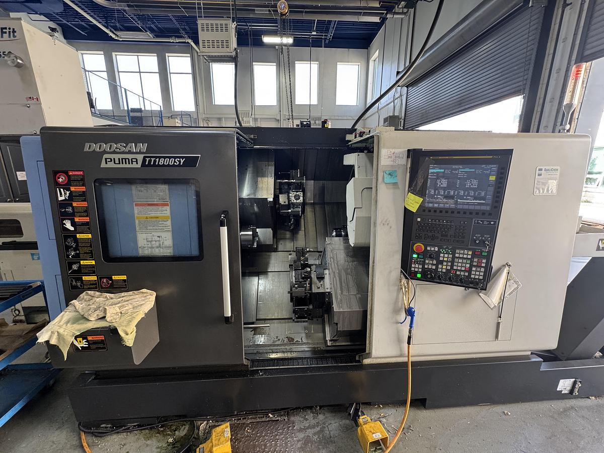 Used 2022 DOOSAN MODEL TT1800SY TWIN SPINDLE TWIN LIVE TOOL CNC LATHE