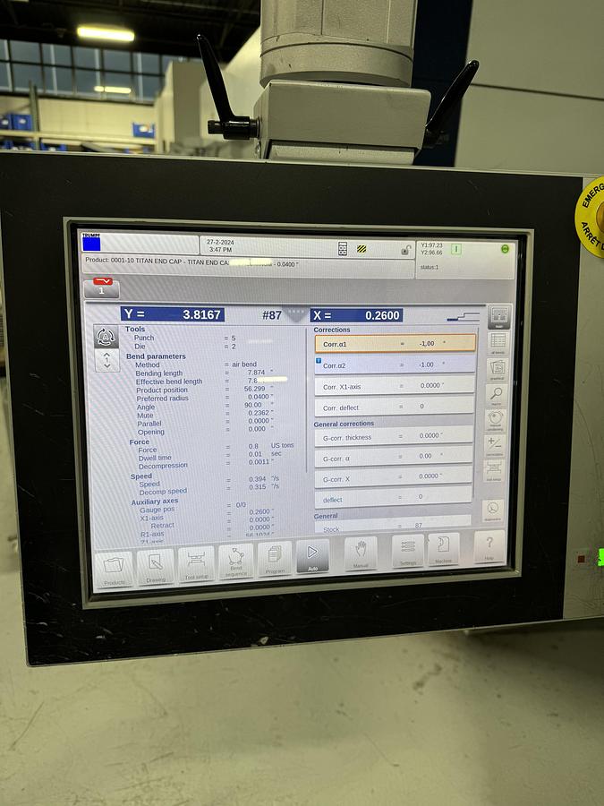 Used 110 TON X 10', TRUMPF, TRUBEND 3100, CNC HYDRAULIC PRESS BRAKE - 2015