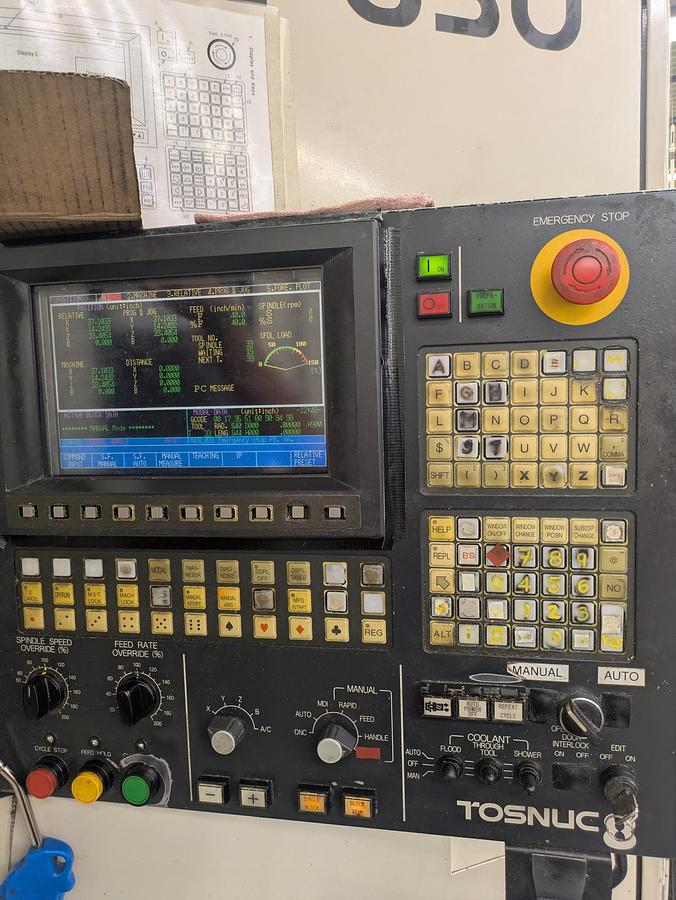 Used 39.3"X, 31.5"Y, 33.4"Z, TOSHIBA, BMC630, 1997, HORIZONTAL MACHINING CENTER