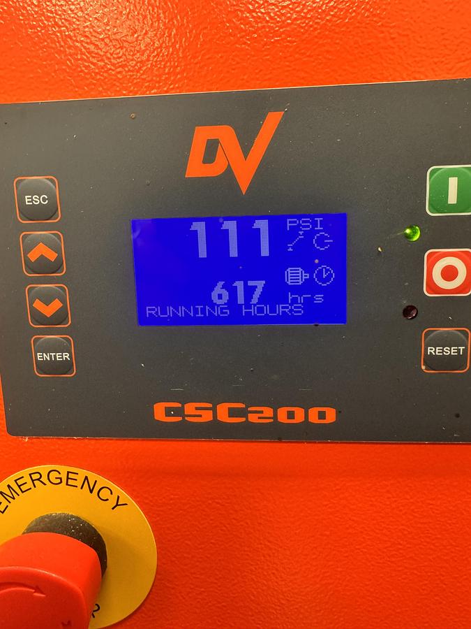 Used 15 HP, DEVAIR, ROTARY SCREW AIR COMPRESSOR - LOW HOURS