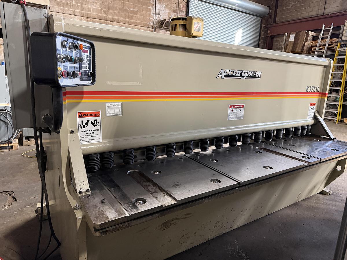 Used 3/8" x 10', ACCURSHEAR MODEL 63710 HYDRAULIC SHEAR  -2016
