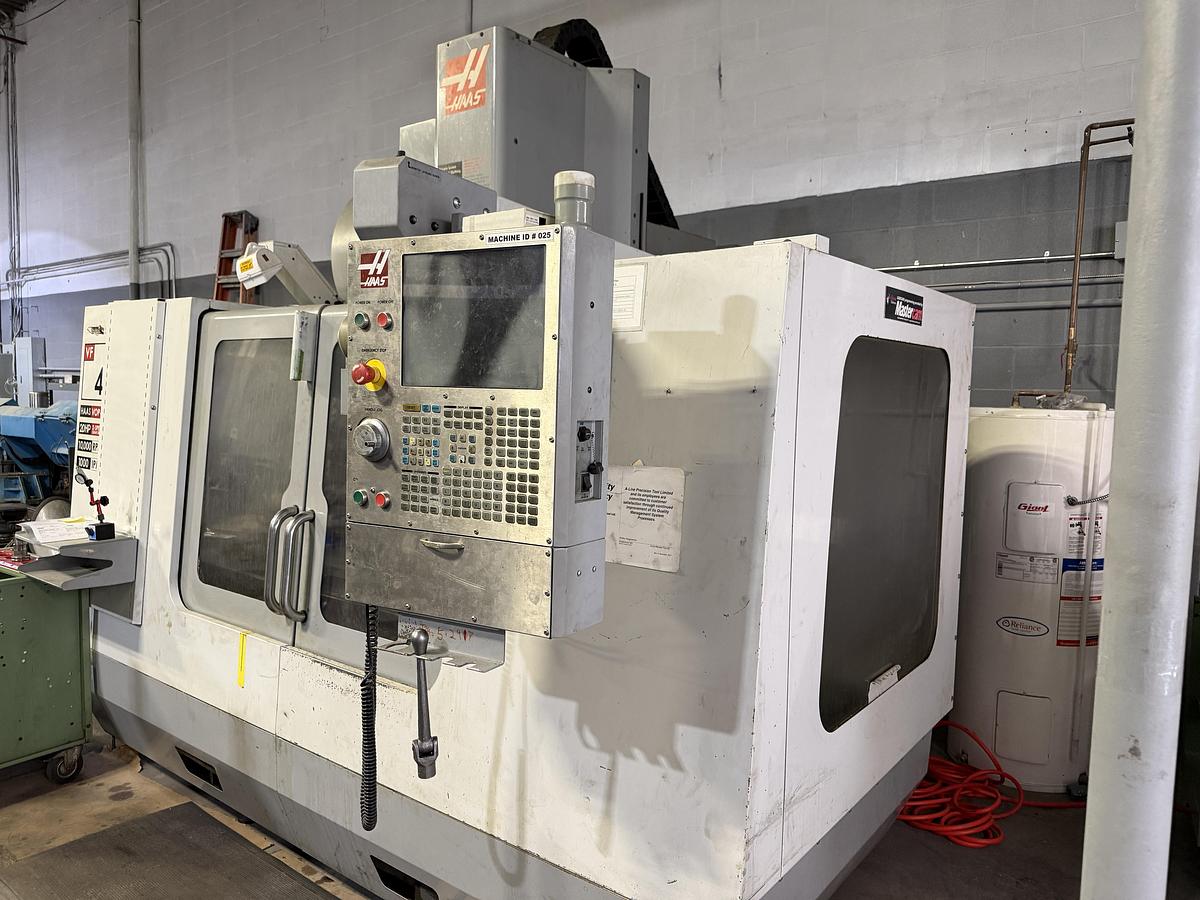 Used 50"X, 20"Y, 25"Z, HAAS, VF-4B, 2007 CNC VERTICAL MACHINING CENTER 