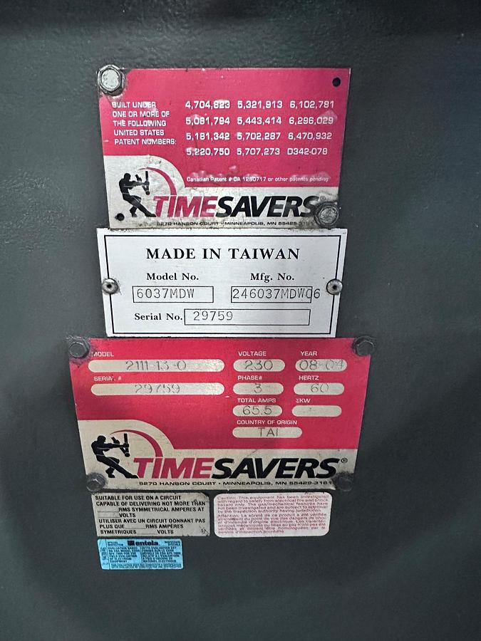 Used 37" TIMESAVER, MODEL 2111-13-0, WET TYPE METAL SANDER