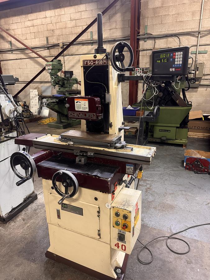 Used 6" X 18", CHEVALIER ,FSG-618M, MANUAL SURFACE GRINDER, W/ DRO FOR Z-AXIS