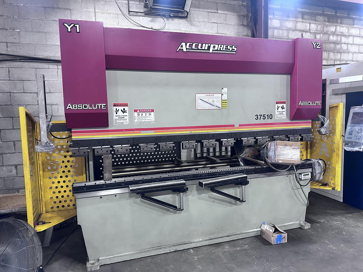 Used 75 TON X 10', ACCURPRESS, ABSOLUTE 37510, CNC HYDRAULIC PRESS BRAKE -2013