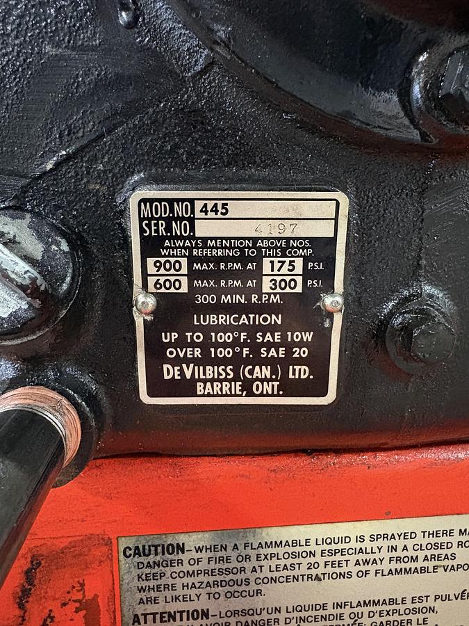 Used DEVILBISS 445, 15 HP, AIR COMPRESSOR
