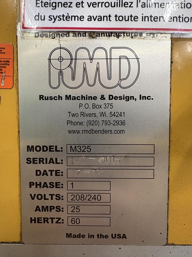 Used 2015 BAILEIGH M325, PROGRAMABLE ROTARY DRAW BENDER
