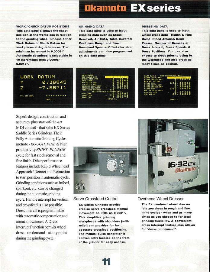 Used OKAMOTO ACC-20.36EX , 2001, FANUC MDI CONTROL HYDRAULIC SURFACE GRINDER