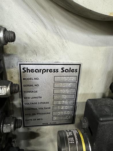 Used ACCURPRESS 12' x 100 TON CNC PRESS BRAKE MODEL 710012