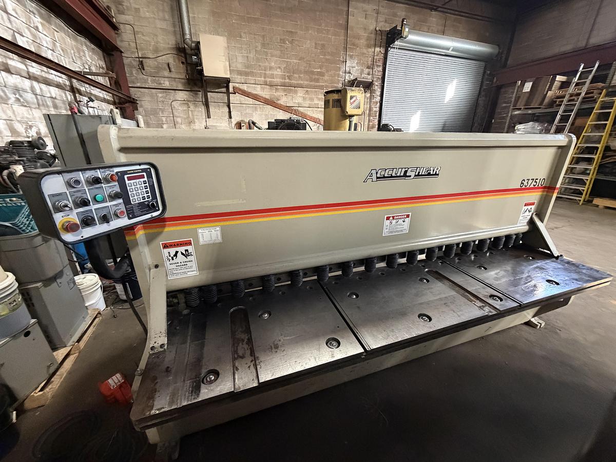 Used 3/8" x 10', ACCURSHEAR MODEL 63710 HYDRAULIC SHEAR  -2016