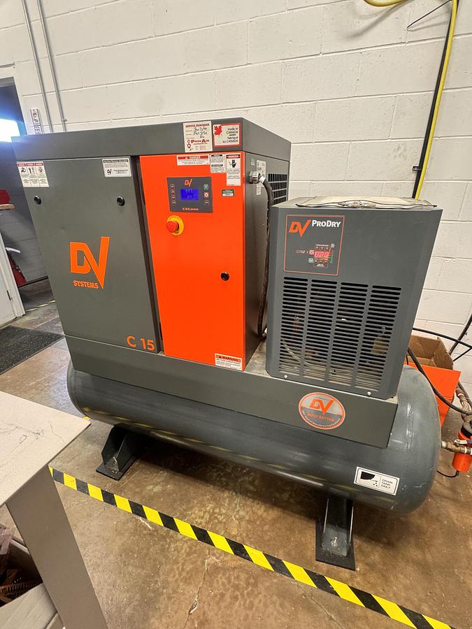 Used 15 HP, DEVAIR, ROTARY SCREW AIR COMPRESSOR - LOW HOURS