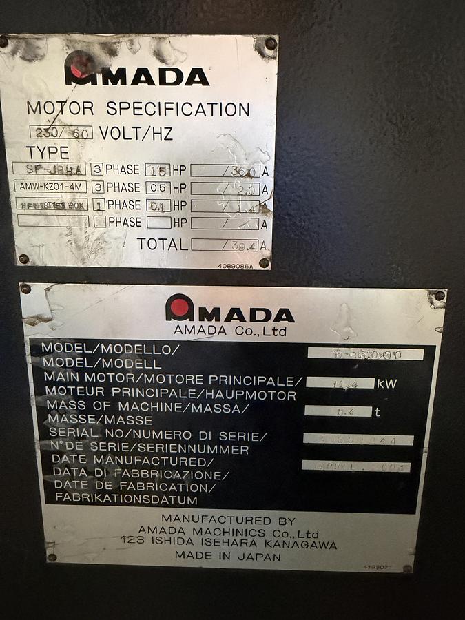 Used AMADA M3060 10' x 1/4" MECHANICAL SHEAR W/ SHEET SUPPORT SYSTEM -2003