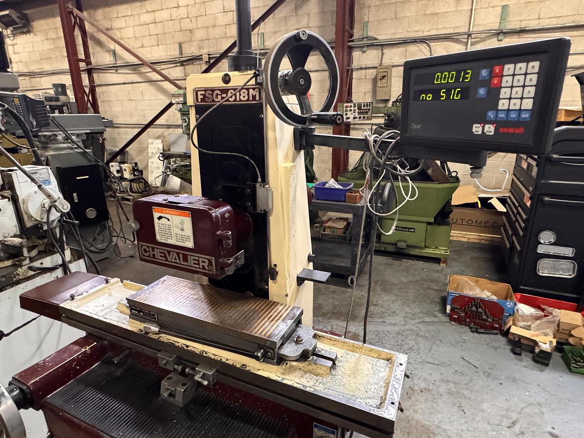 Used 6" X 18", CHEVALIER ,FSG-618M, MANUAL SURFACE GRINDER, W/ DRO FOR Z-AXIS