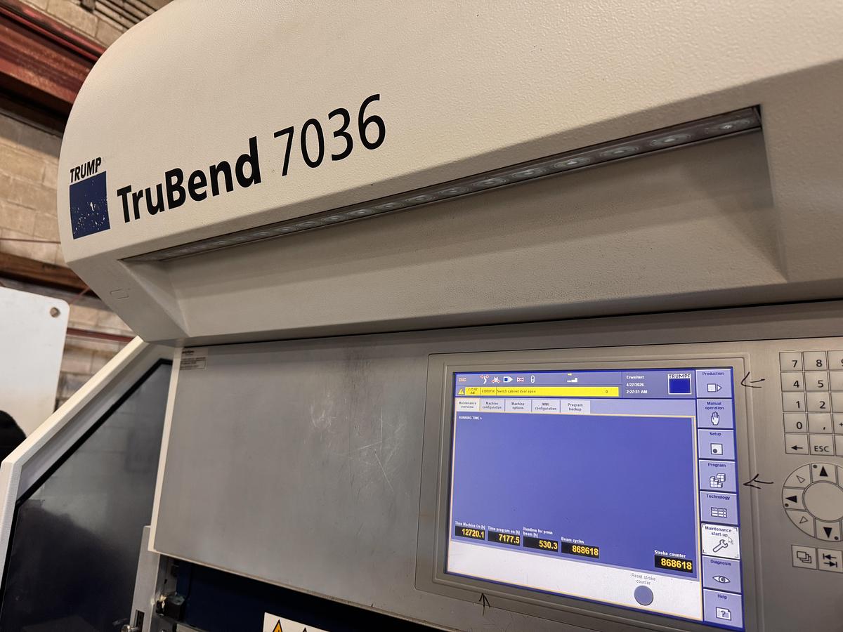 Used 40 TON X 40", TRUMPF, TRUBEND 7036 ELECTRIC CNC PRESS BRAKE, 2015