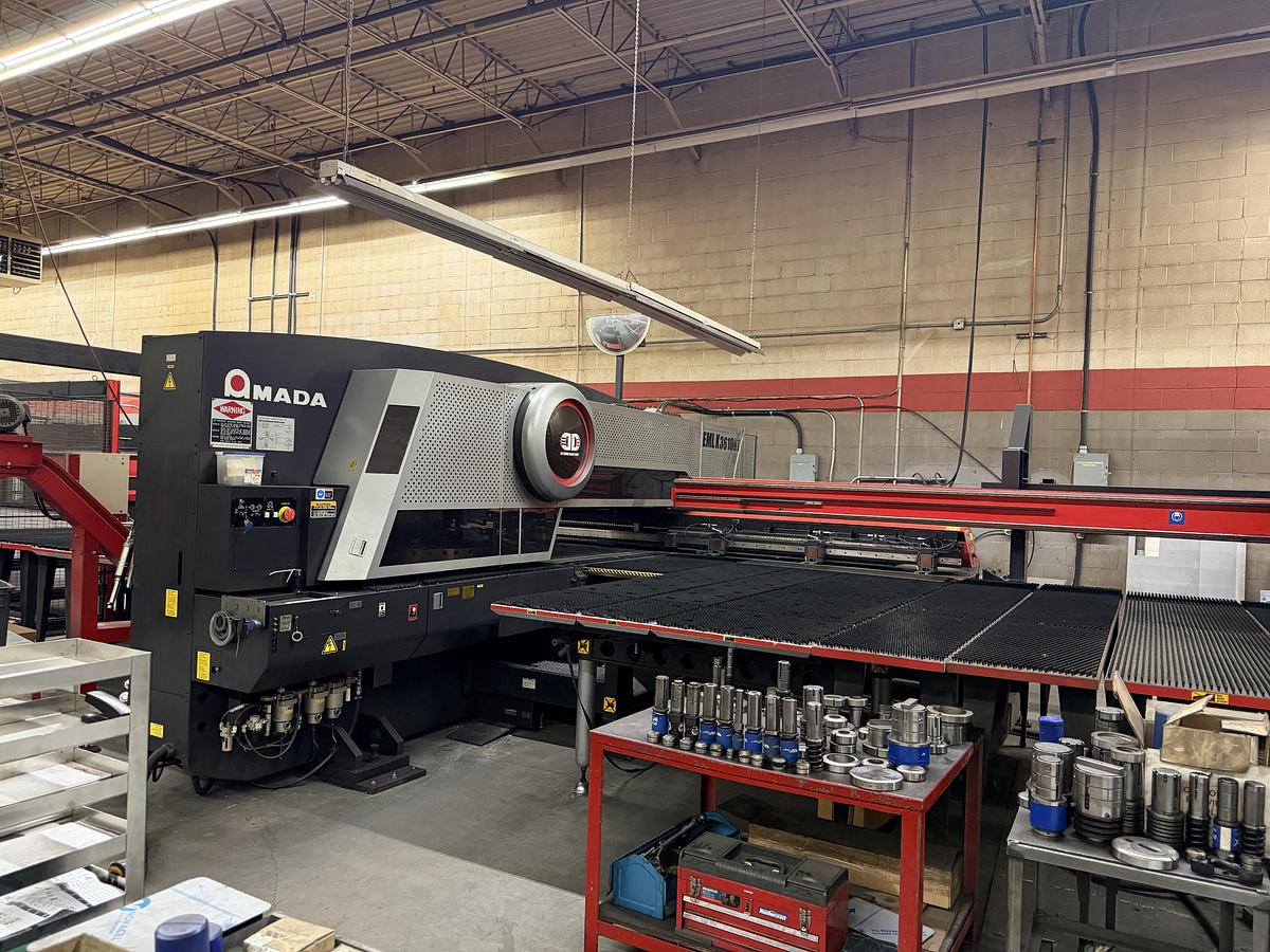 Used AMADA EMLK 3610NT LASER PUNCH MACHINE W/ LOADER & TOWER -2012