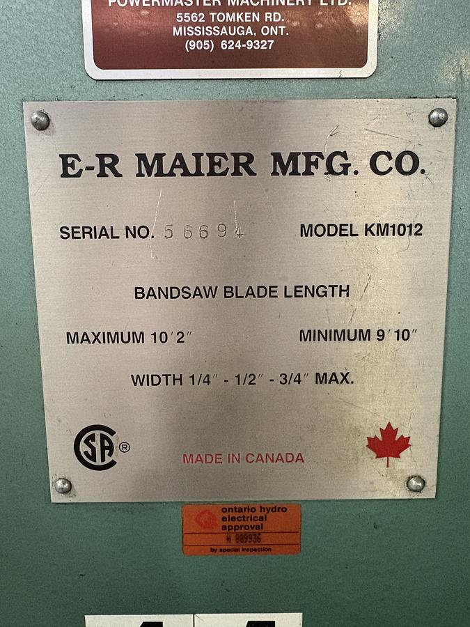 Used E-R MAIER, KM1012, ROLL IN BAND SAW