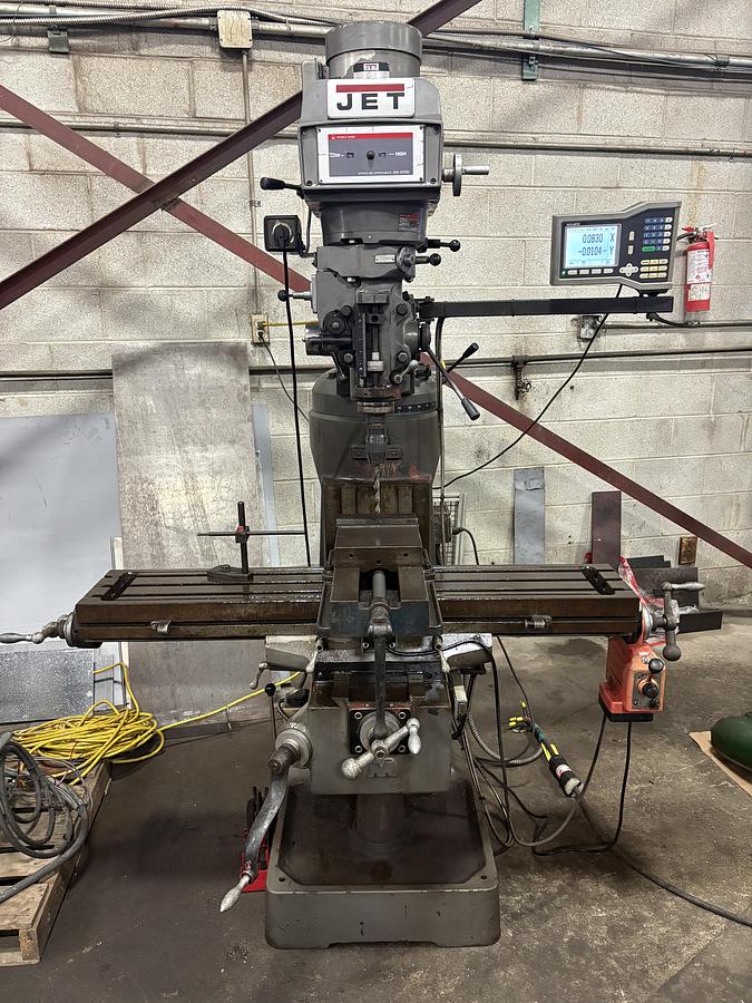 Used 9" x 49", JET JTM-4VS, VERTICAL MILLING MACHINE