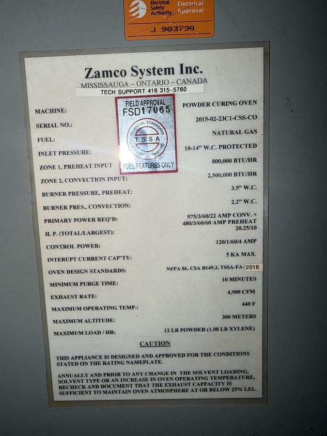 Used ZAMCO COMPLETE POWDER COAT LINE -2015