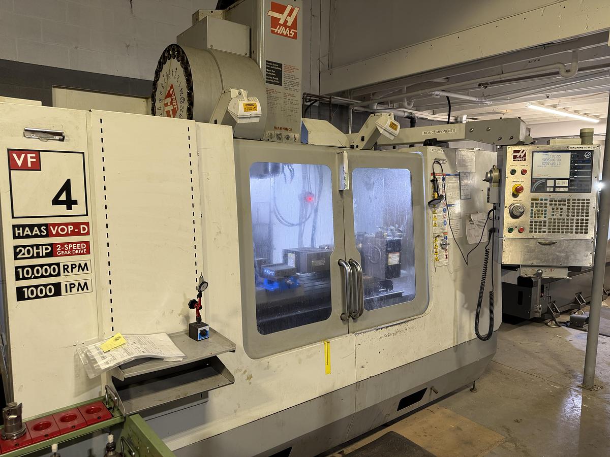Used 50"X, 20"Y, 25"Z, HAAS, VF-4B, 2007 CNC VERTICAL MACHINING CENTER 