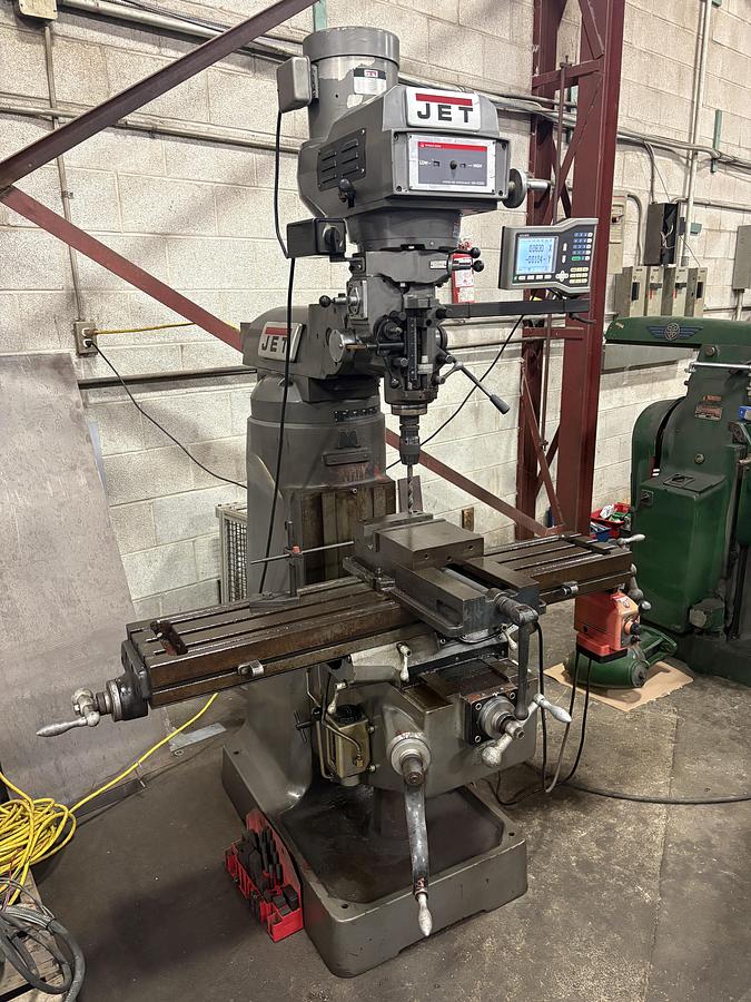 Used 9" x 49", JET JTM-4VS, VERTICAL MILLING MACHINE