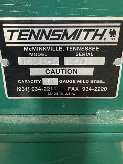 Used 12 GA. X 48" TENNSMITH, BOX & PAN FINGER BRAKE - 2019