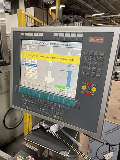 Used 400 TON X 12', ACCURPRESS, 2010, CNC HYDRAULIC PRESS BRAKE -WITH SHEET FOLLOWER