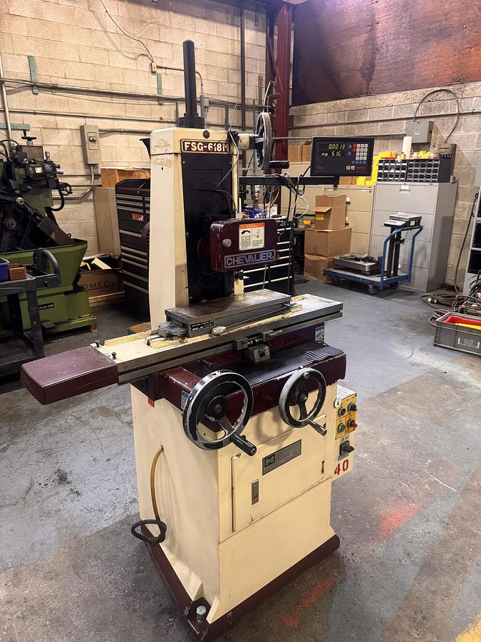 Used 6" X 18", CHEVALIER ,FSG-618M, MANUAL SURFACE GRINDER, W/ DRO FOR Z-AXIS