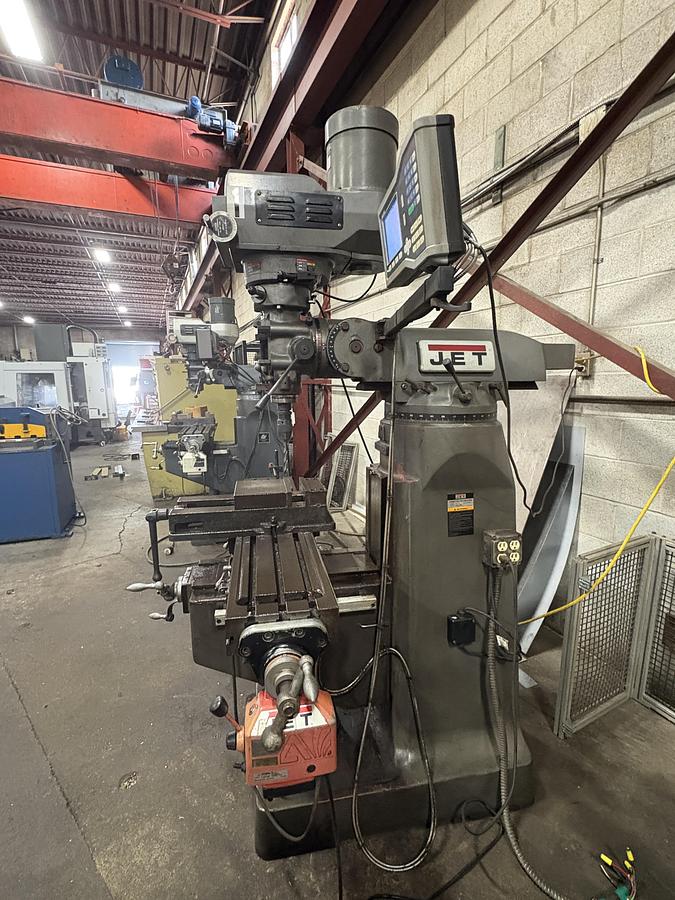 Used 9" x 49", JET JTM-4VS, VERTICAL MILLING MACHINE