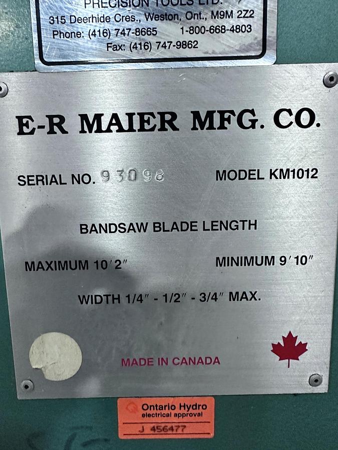 Used ER MAIER, KM1012, ROLL-IN-BANDSAW