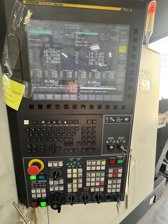 Used 2022 DOOSAN MODEL TT1800SY TWIN SPINDLE TWIN LIVE TOOL CNC LATHE