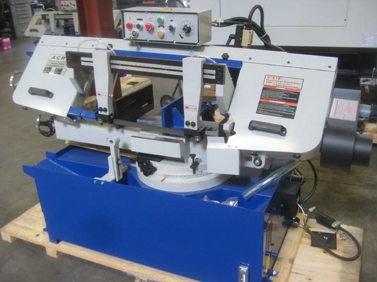 NEW - 9" X 18", ACRA " SPEEDER " HORIZONTAL MITERING BANDSAW