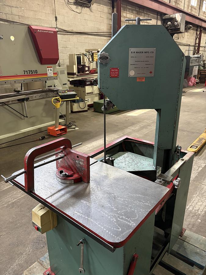 Used E-R MAIER MFG KM1012, VERTICAL ROLL-IN BAND SAW
