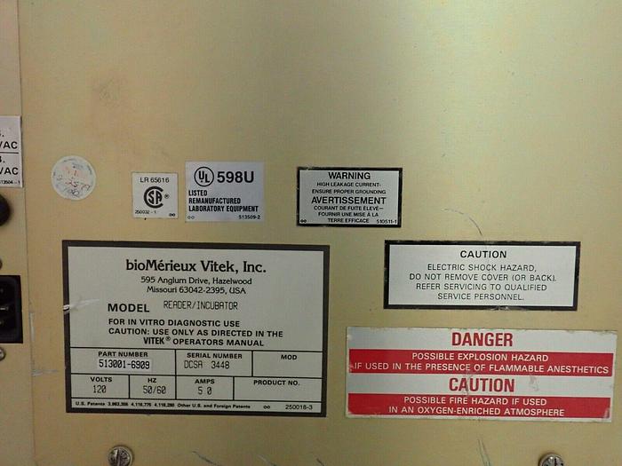 Used BioMerieux Vitek 513001 Reader Incubator with 511002 Filler Sealer & Extras