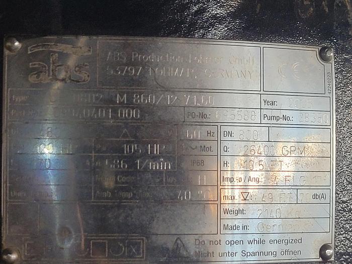 Used ABS SUBMERSIBLE PUMPS (2) - RECONDITIONED IN 2020 - 105 HP