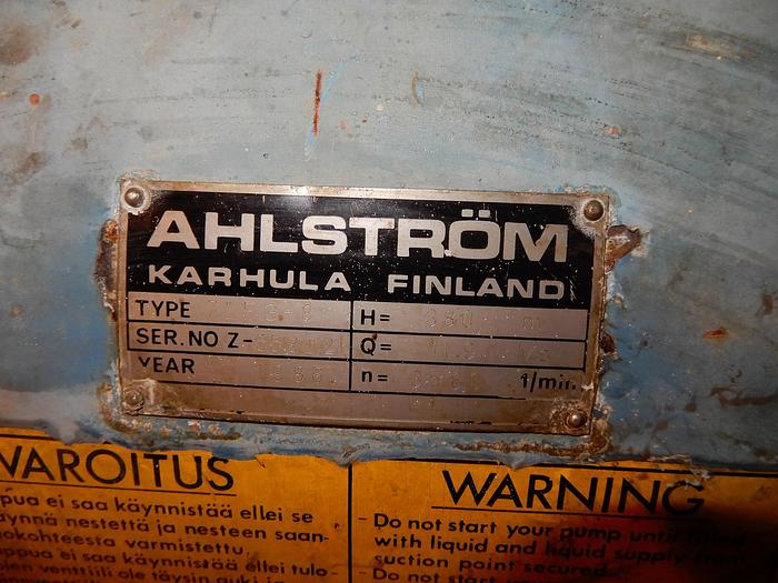 Used AHLSTROM 7LFG-8 WATER PUMP WITH 150 HP MOTOR