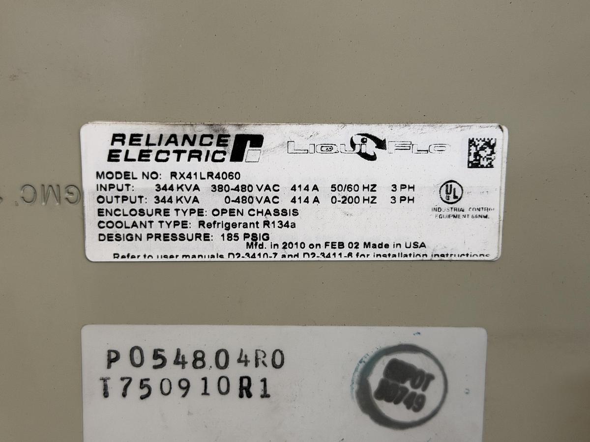 Used RELIANCE ELECTRIC LIQUIFLO VFD 41L4060 344 kVA 480 VOLT 414 AMP 3-PHASE