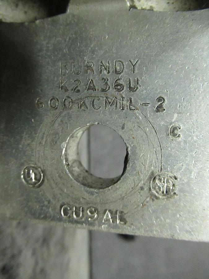 Used (3) QTY BURNDY K2A36U 2 (DOUBLE) BARREL MECHANICAL CONNECTOR LUG TAP 600MCM - 2