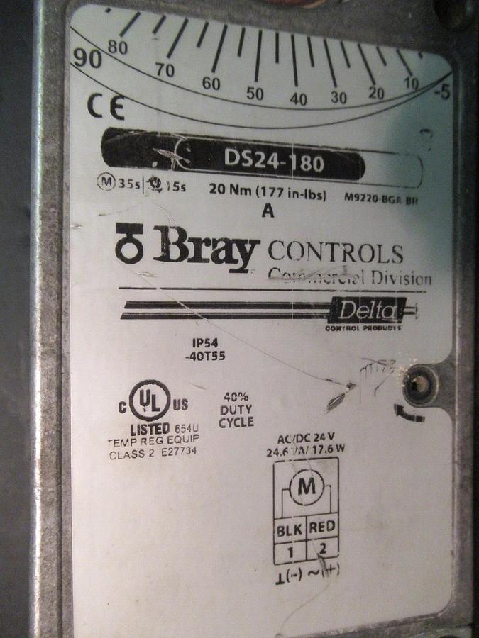 Used BRAY CONTROLS SPRING RETURN DAMPER ACTUATOR DS24-180 24 VOLT 24.6 VA *WARRANTY*