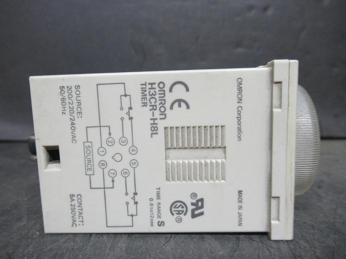 Used OMRON TIMER H3CR-H8L 200-240 VAC 5 AMP 0.6-12 SECOND **WARRANTY INCLUDED**